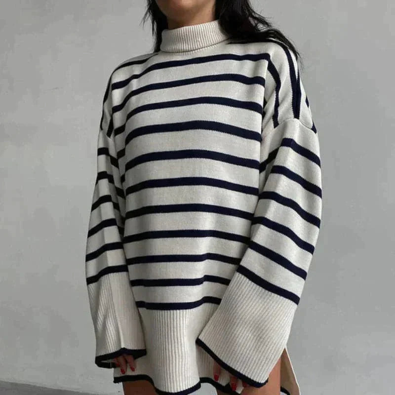 Mirla | Stickad tröja Oversized Fit Mjuk Rullkrage Lång Ärmal Fritidsdesign-Eva Jonsson