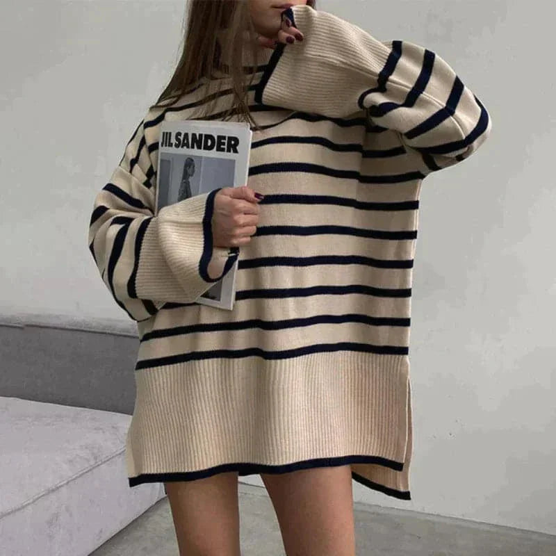 Mirla | Stickad tröja Oversized Fit Mjuk Rullkrage Lång Ärmal Fritidsdesign-Eva Jonsson