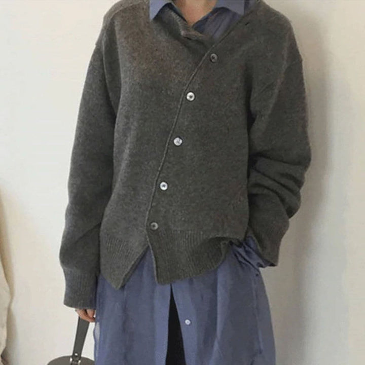Mirla | Stickad tröja Oversized passform Knappstängning Mjuk och bekväm-Eva Jonsson