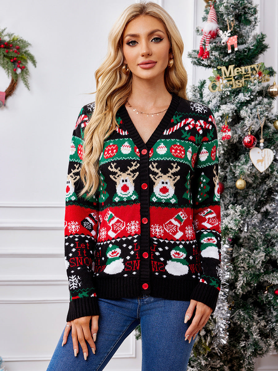 Mirla | Stickat Dam V-hals Cardigan-Eva Jonsson