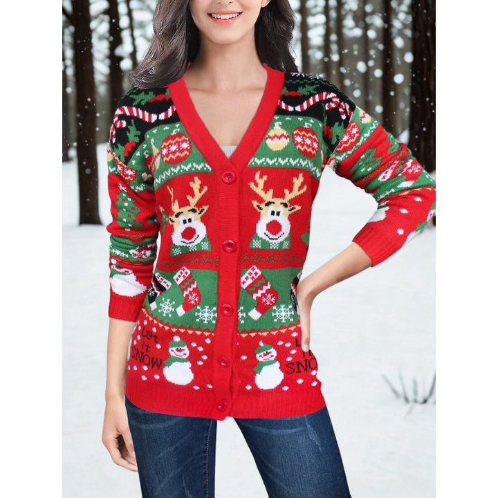 Mirla | Stickat Dam V-hals Cardigan-Eva Jonsson