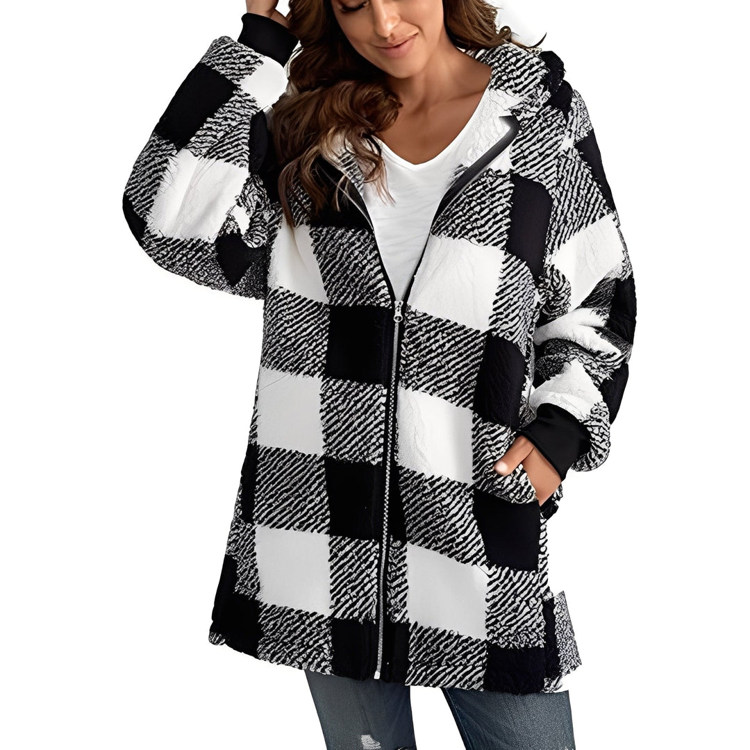 Mirla | Stilig Dam-Hoodie med Rutmönster-Eva Jonsson