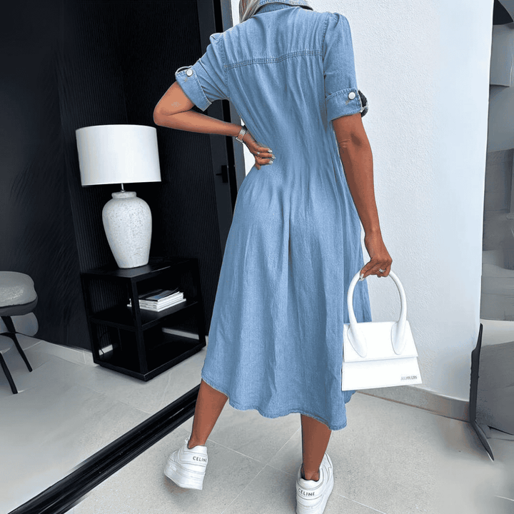 Mirla | Stilig Denim Midi Klänning-Eva Jonsson