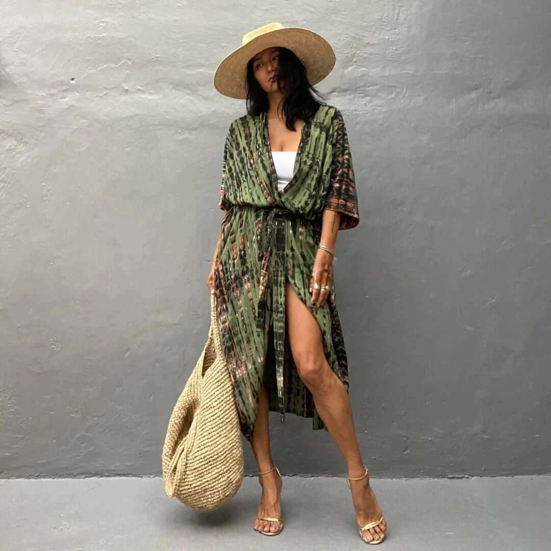 Mirla | Stilig Kimono Olivgrön-Eva Jonsson