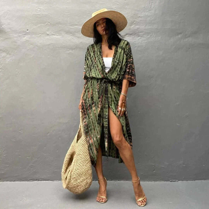 Mirla | Stilig Kimono Olivgrön-Eva Jonsson