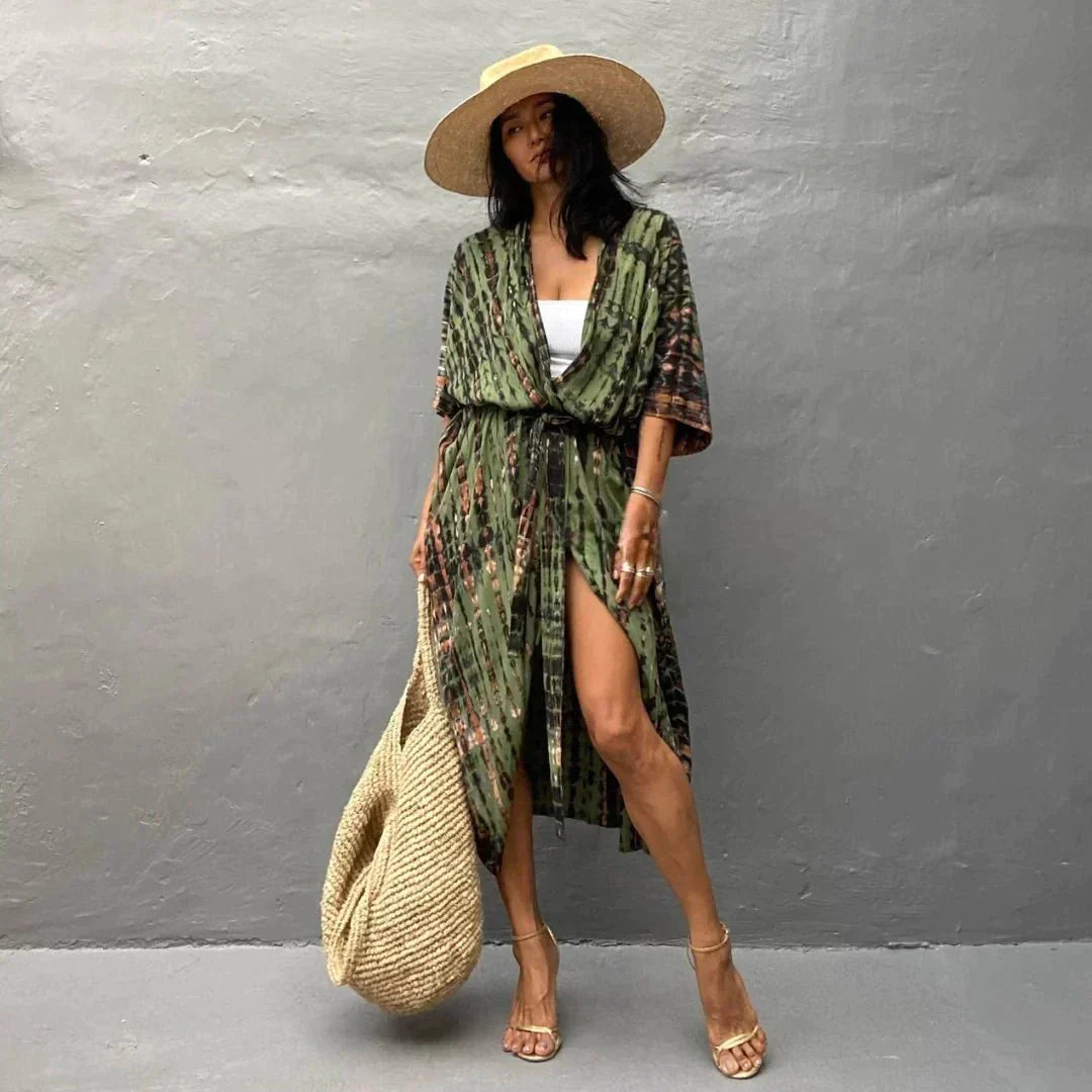 Mirla | Stilig Kimono Olivgrön-Eva Jonsson