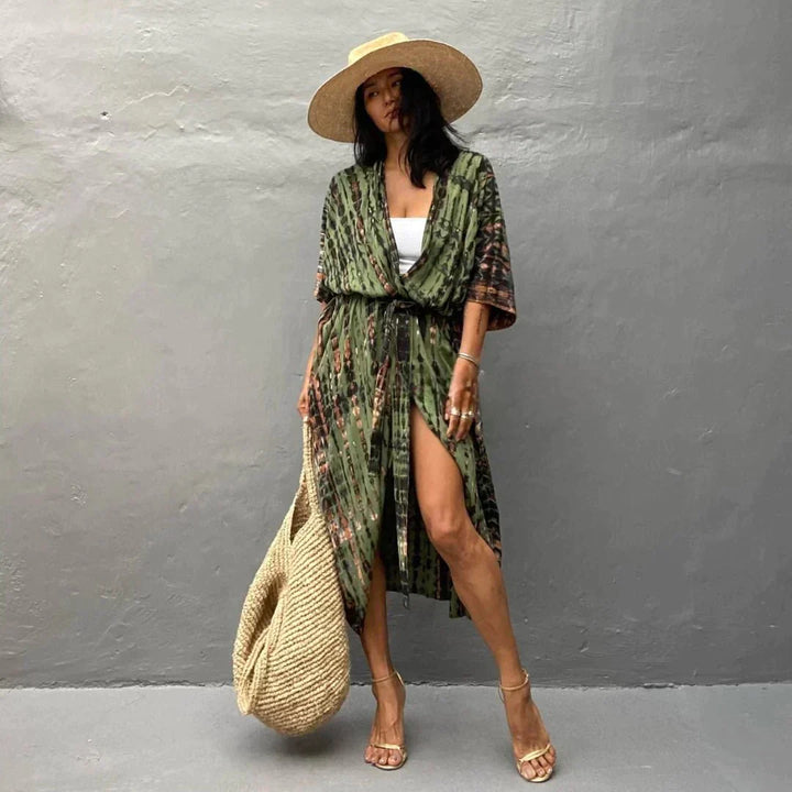 Mirla | Stilig Kimono Olivgrön-Eva Jonsson