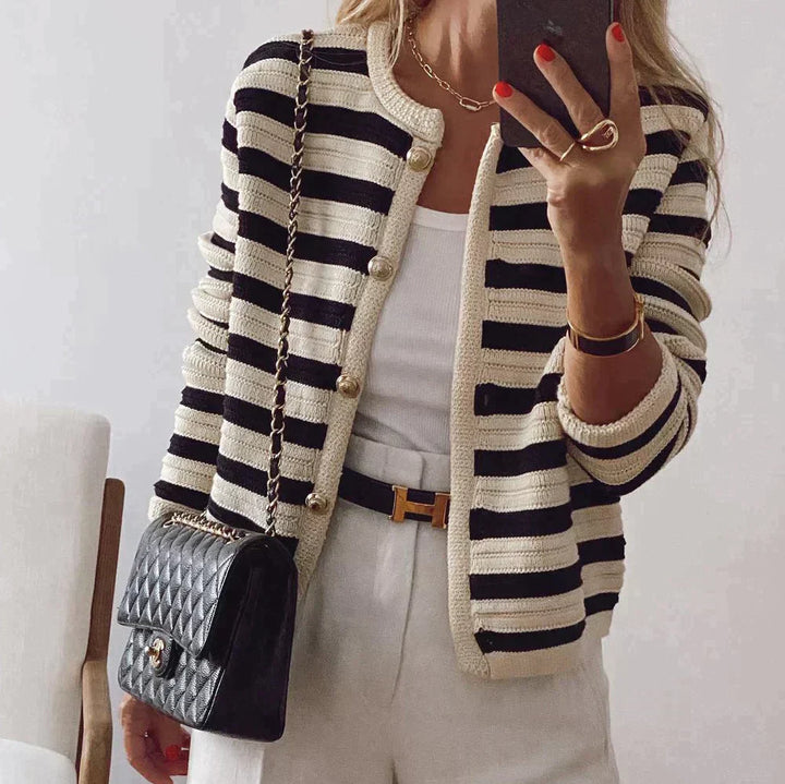 Mirla | Stilig Långärmad Randig Cardigan-Eva Jonsson