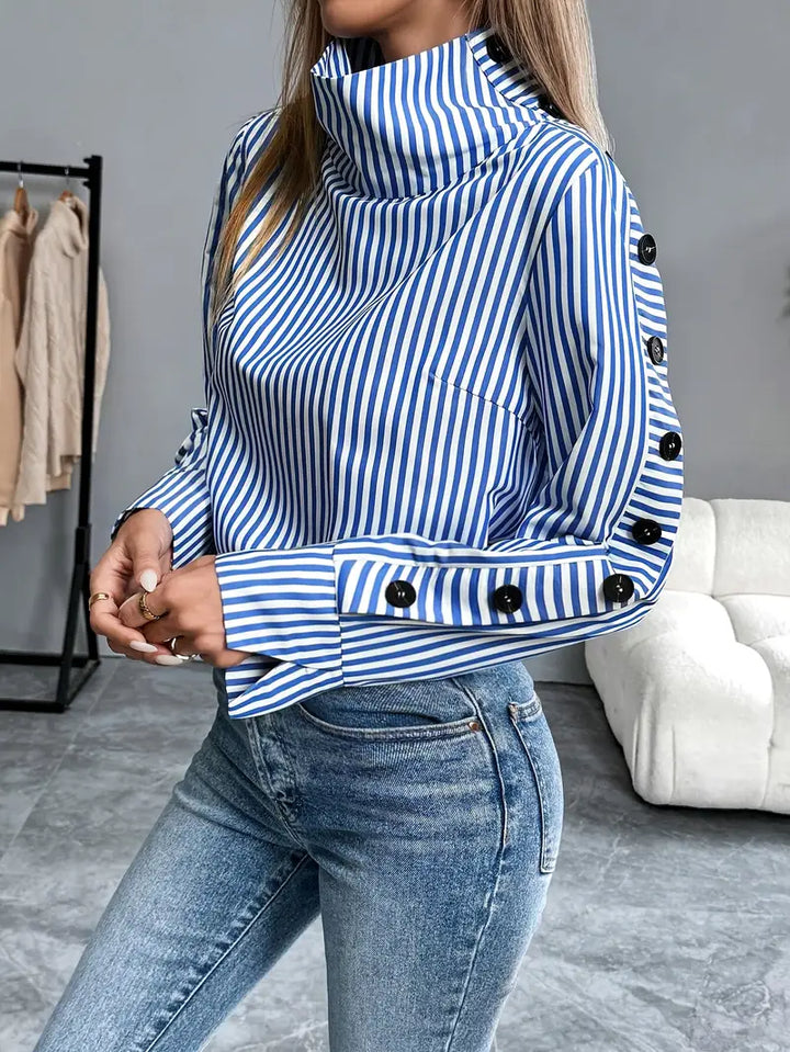 Mirla | Stilig Randig Blus I Bomull-Eva Jonsson