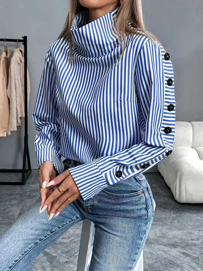 Mirla | Stilig Randig Blus I Bomull-Eva Jonsson