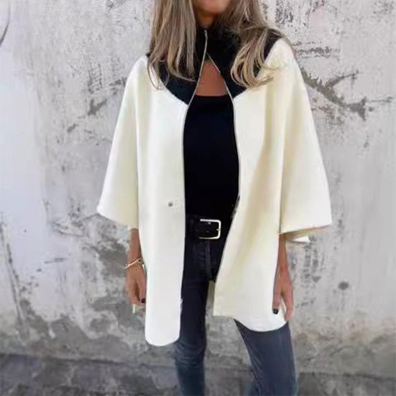 Mirla | Stilig Tvåfärgad Långkappa för Eleganta Lagerlooks-Eva Jonsson