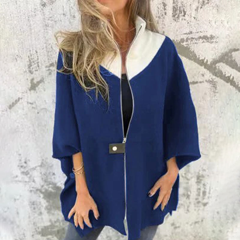 Mirla | Stilig Tvåfärgad Långkappa för Eleganta Lagerlooks-Eva Jonsson