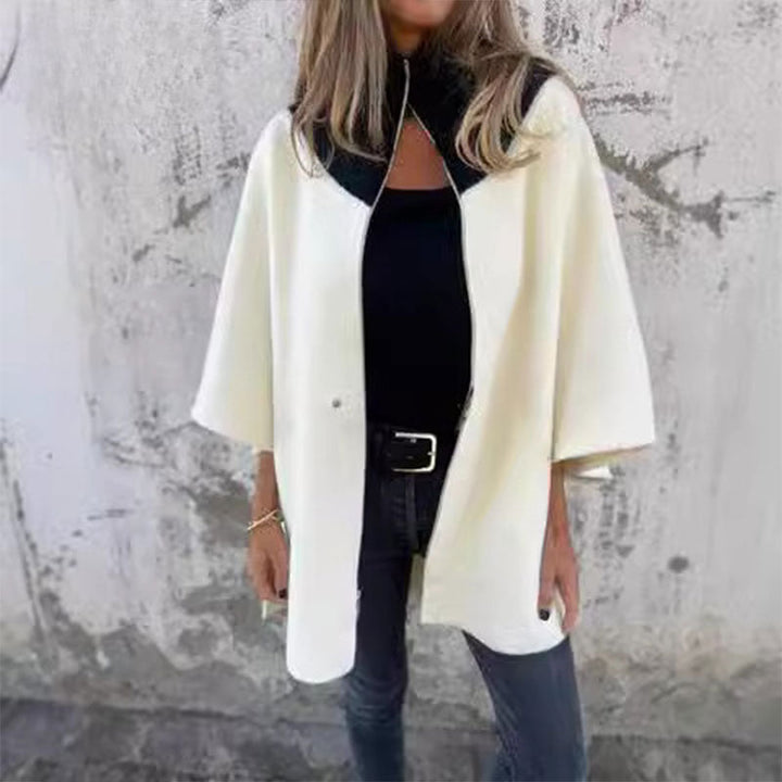 Mirla | Stilig Tvåfärgad Långkappa för Eleganta Lagerlooks-Eva Jonsson