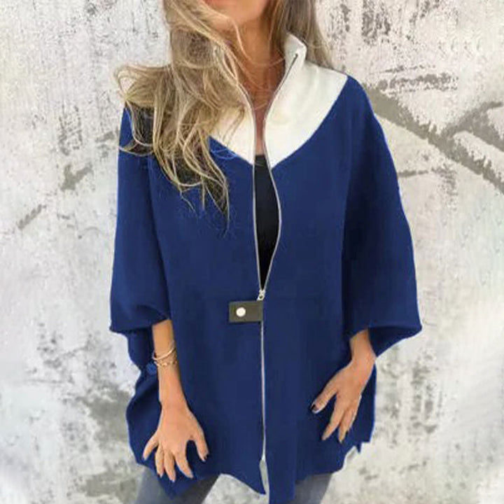Mirla | Stilig Tvåfärgad Långkappa för Eleganta Lagerlooks-Eva Jonsson