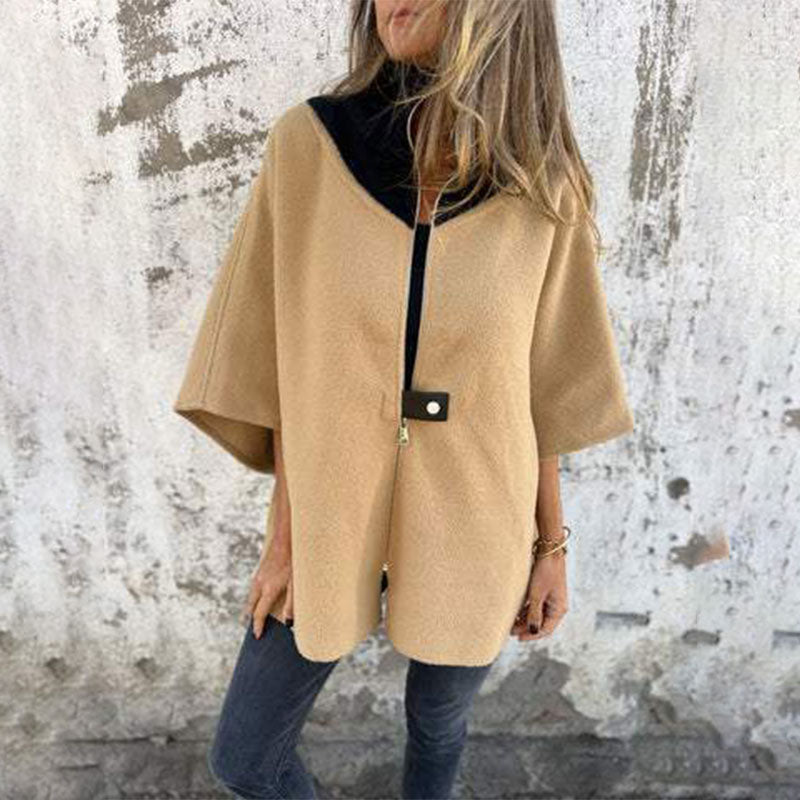 Mirla | Stilig Tvåfärgad Långkappa för Eleganta Lagerlooks-Eva Jonsson