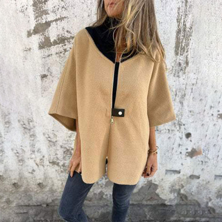 Mirla | Stilig Tvåfärgad Långkappa för Eleganta Lagerlooks-Eva Jonsson