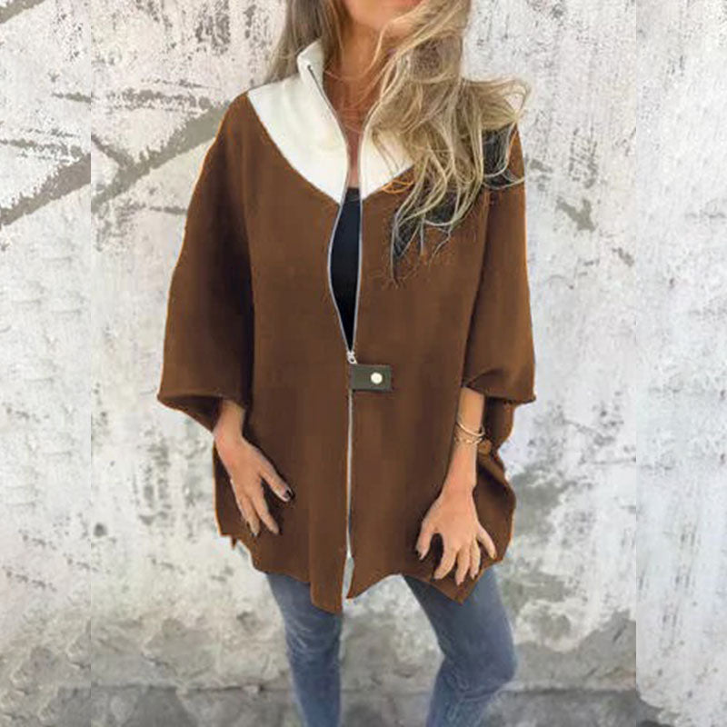 Mirla | Stilig Tvåfärgad Långkappa för Eleganta Lagerlooks-Eva Jonsson