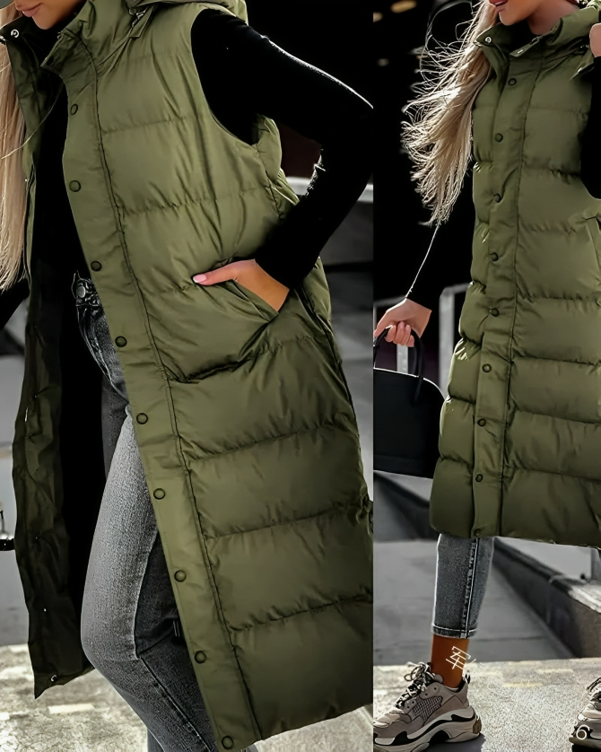 Mirla | Stilig ärmlös hoodie lång-Eva Jonsson