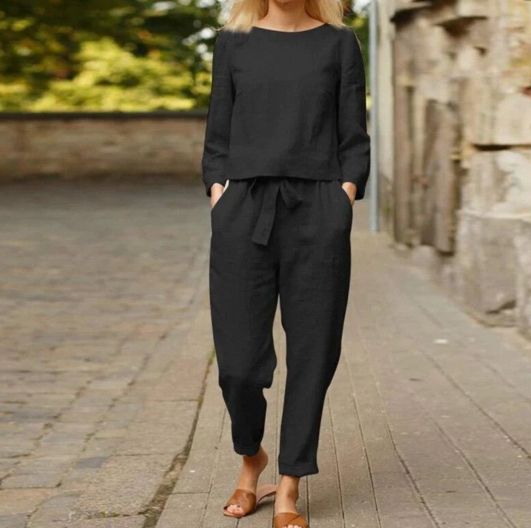 Mirla | Stilig och unik tvådelad set i linne för sommar/vår-Eva Jonsson