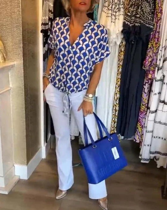 Mirla | Stiliga Geometriska Mönstrade Blusen för Kvinnor-Eva Jonsson