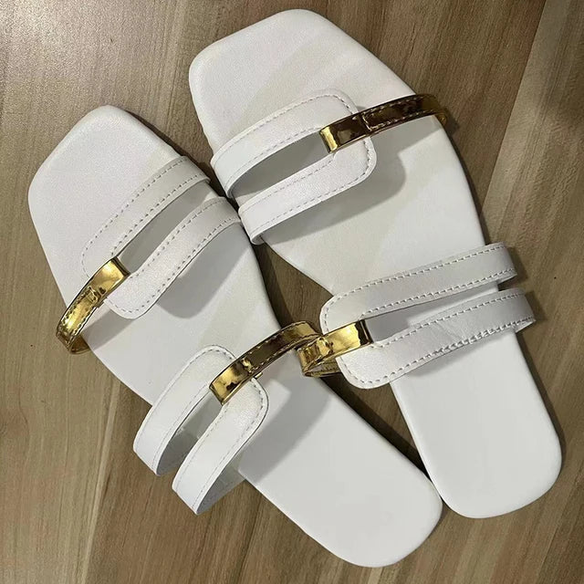 Mirla | Stiliga Platta Sandaler med Trendig Design Sandaler med Flera Remmar Över Foten för Damer-Eva Jonsson