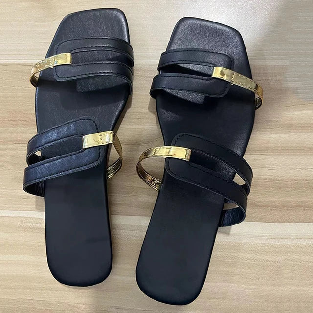 Mirla | Stiliga Platta Sandaler med Trendig Design Sandaler med Flera Remmar Över Foten för Damer-Eva Jonsson