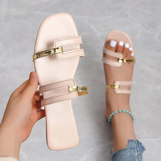 Mirla | Stiliga Platta Sandaler med Trendig Design Sandaler med Flera Remmar Över Foten för Damer-Eva Jonsson