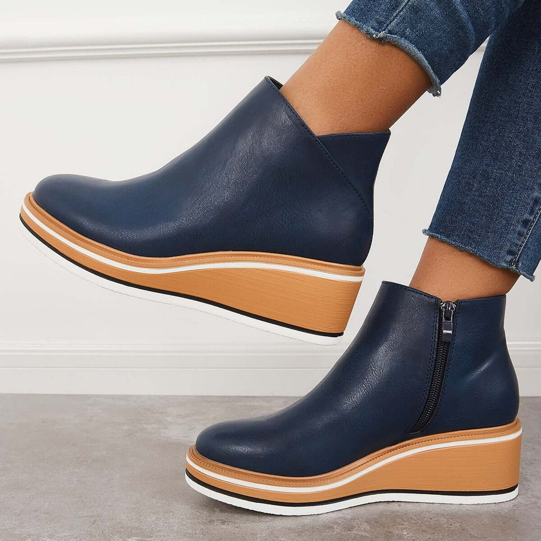 Mirla | Stiliga ankleboots med dragkedja och platå-Eva Jonsson