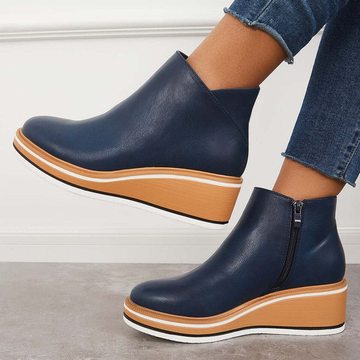 Mirla | Stiliga ankleboots med dragkedja och platå-Eva Jonsson