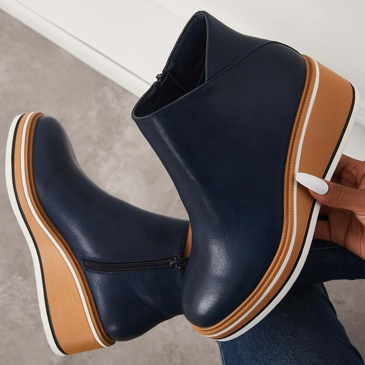 Mirla | Stiliga ankleboots med dragkedja och platå-Eva Jonsson
