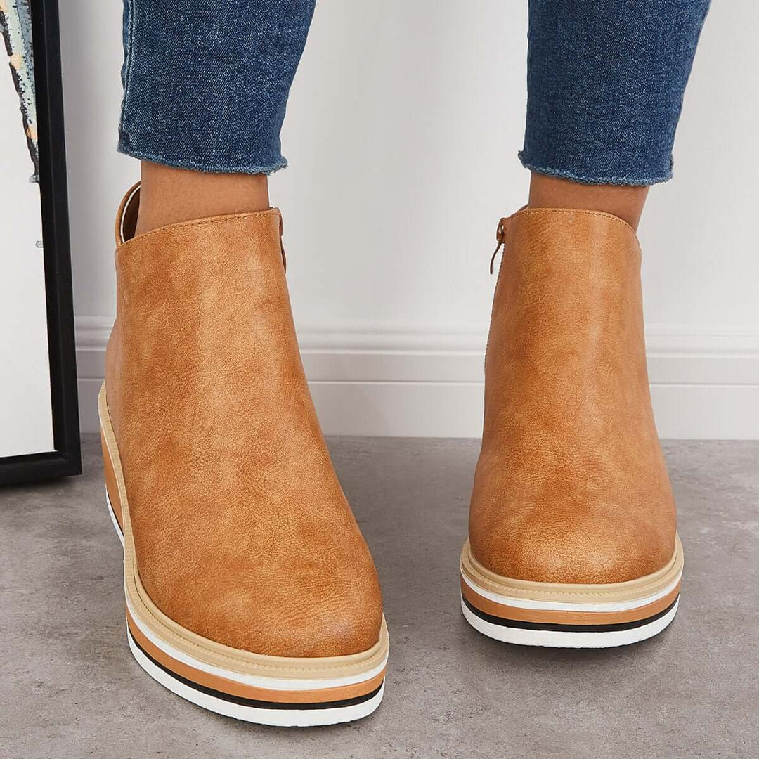 Mirla | Stiliga ankleboots med dragkedja och platå-Eva Jonsson