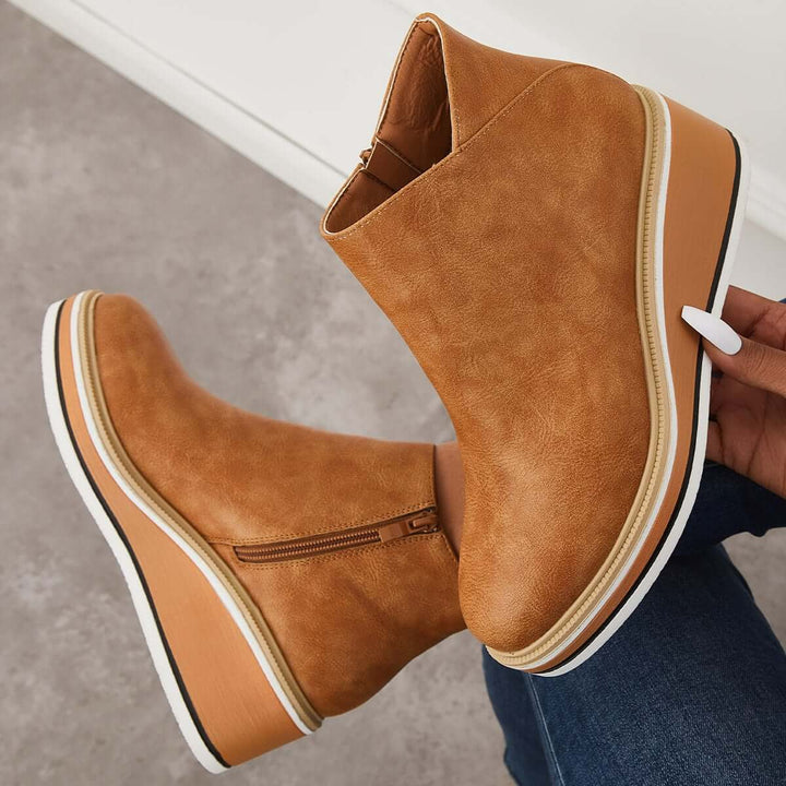 Mirla | Stiliga ankleboots med dragkedja och platå-Eva Jonsson