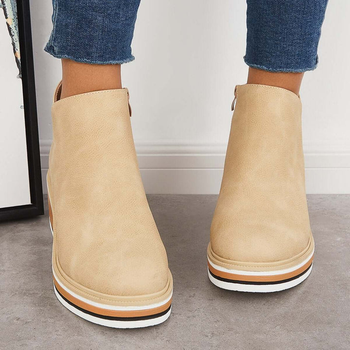 Mirla | Stiliga ankleboots med dragkedja och platå-Eva Jonsson