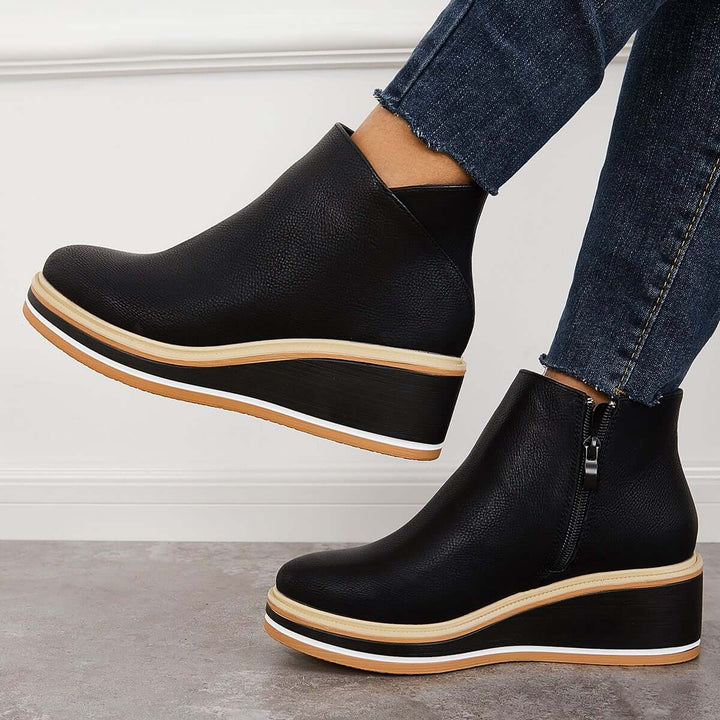 Mirla | Stiliga ankleboots med dragkedja och platå-Eva Jonsson