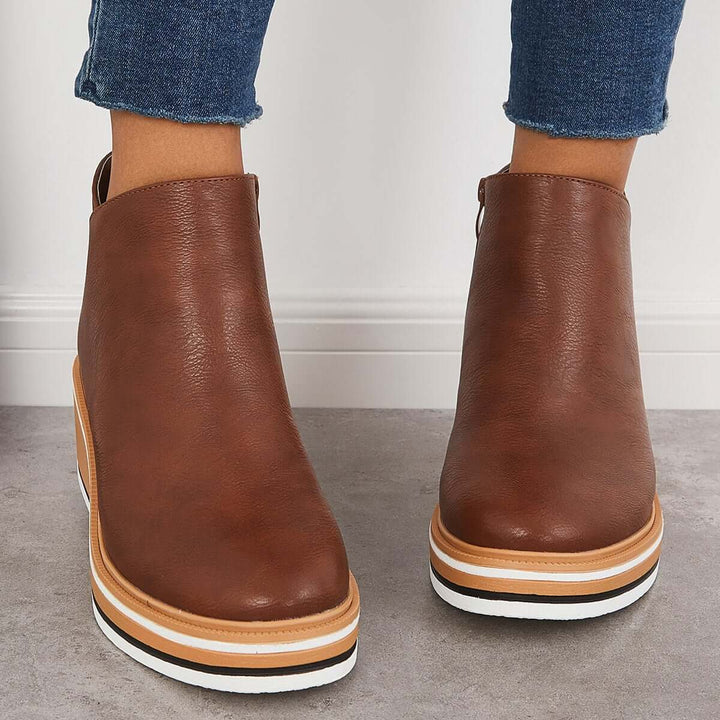 Mirla | Stiliga ankleboots med dragkedja och platå-Eva Jonsson