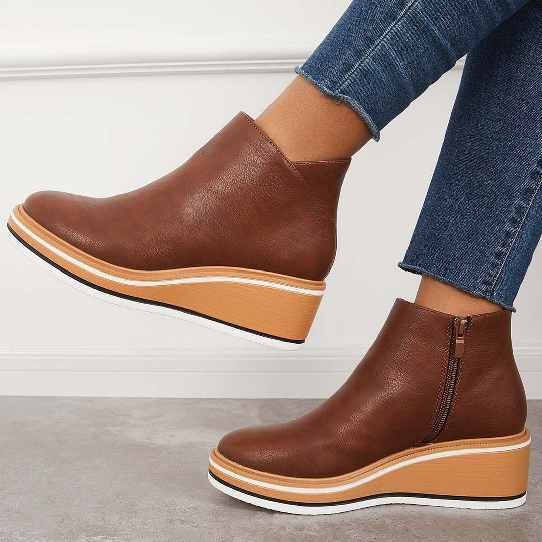 Mirla | Stiliga ankleboots med dragkedja och platå-Eva Jonsson