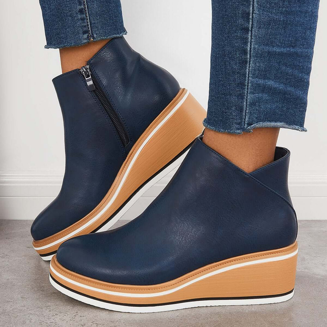Mirla | Stiliga ankleboots med dragkedja och platå-Eva Jonsson