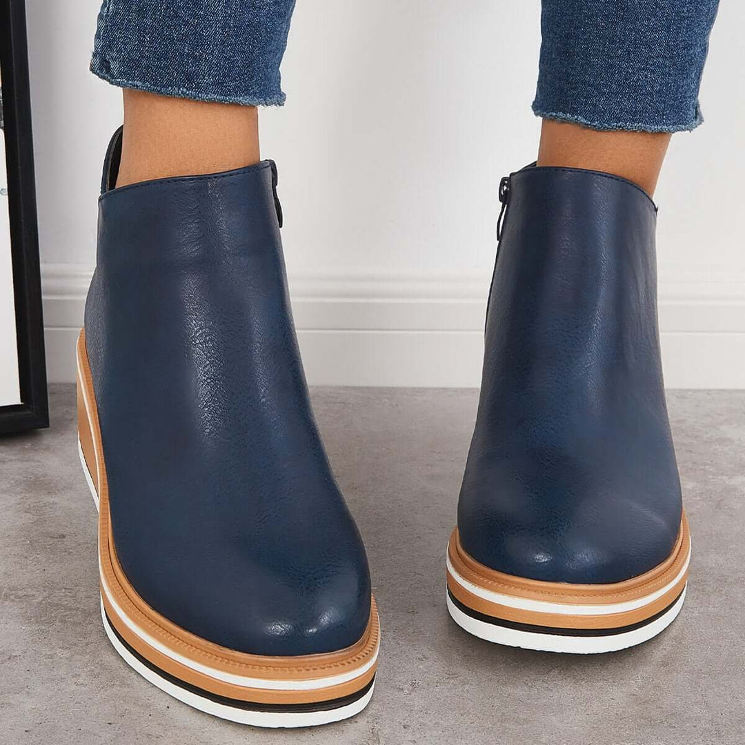 Mirla | Stiliga ankleboots med dragkedja och platå-Eva Jonsson