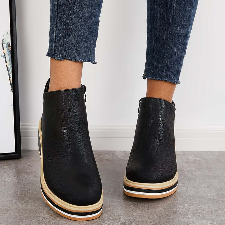 Mirla | Stiliga ankleboots med dragkedja och platå-Eva Jonsson