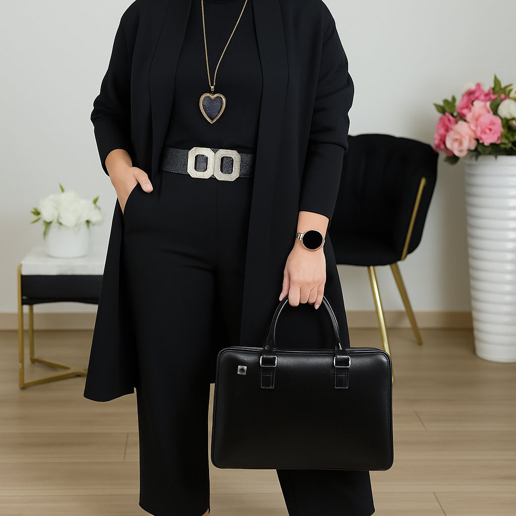Mirla | Stiligt 3-Delat Set Bestående Av En Lång Cardigan, Topp och Byxor-Eva Jonsson