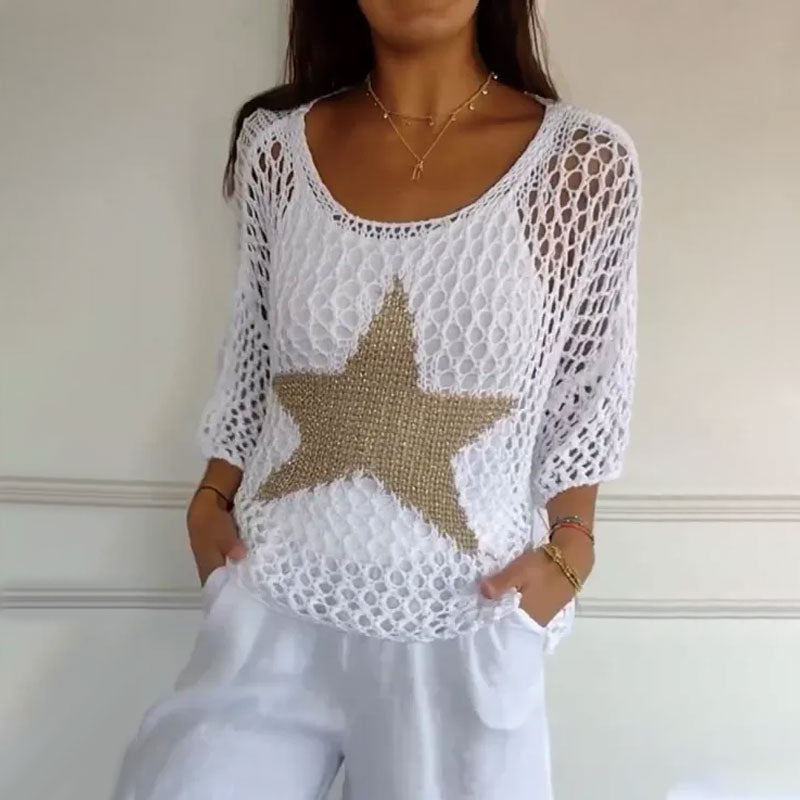 Mirla | Stjärnstickad topp-Eva Jonsson