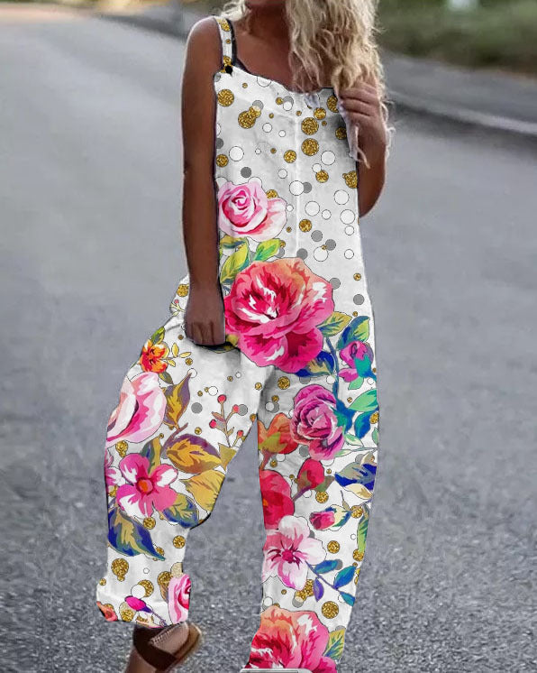 Mirla | Stort blommönster Lätt tyg-D overall-Eva Jonsson