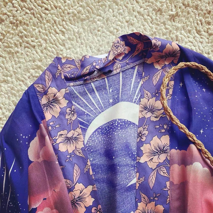 Mirla | Strandkimono med ”Mystic Blue Moon Starrynight”-tryck-Eva Jonsson