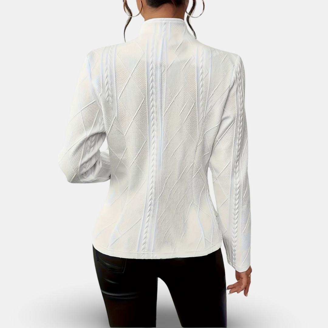Mirla | Strukturerad Blazer – Figurformad Passform med Geometriska Detaljer-Eva Jonsson