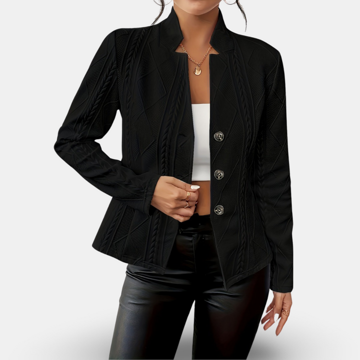 Mirla | Strukturerad Blazer – Figurformad Passform med Geometriska Detaljer-Eva Jonsson