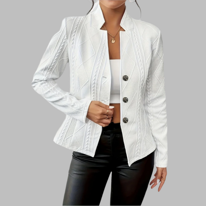 Mirla | Strukturerad Blazer – Figurformad Passform med Geometriska Detaljer-Eva Jonsson