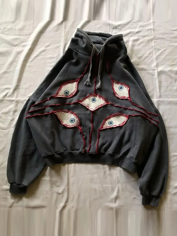 Mirla | Svart Ögontryck Oversized Hoodie-Eva Jonsson