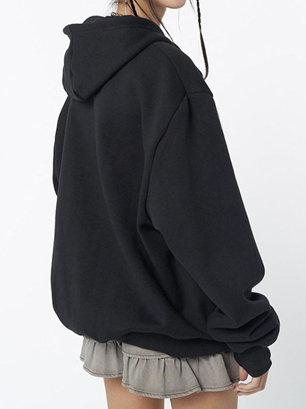 Mirla | Svart Oversized Hoodie med Skeletttryck-Eva Jonsson