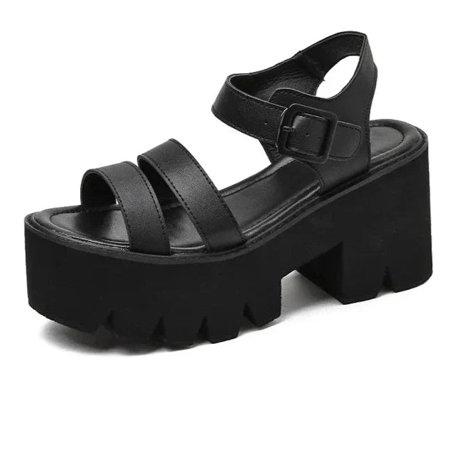 Mirla | Svart Plattform Chunky Sandaler-Eva Jonsson