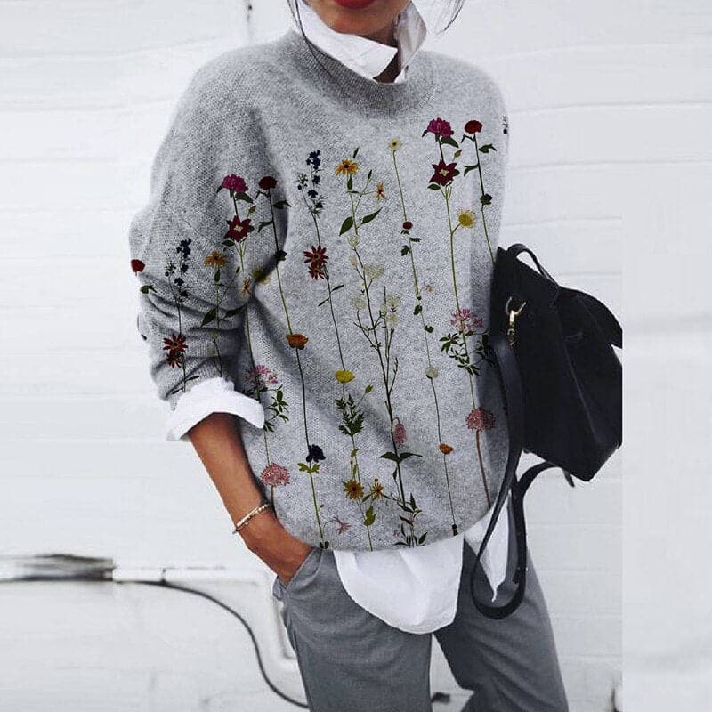 Mirla | Sweatshirt Bekväm passform Grafiktryck Långärmad Rundhalsning-Eva Jonsson